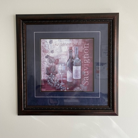Kirklands Wine Matted Franed Picture Sauvignon Wall Art Decor - Picture 1 of 15